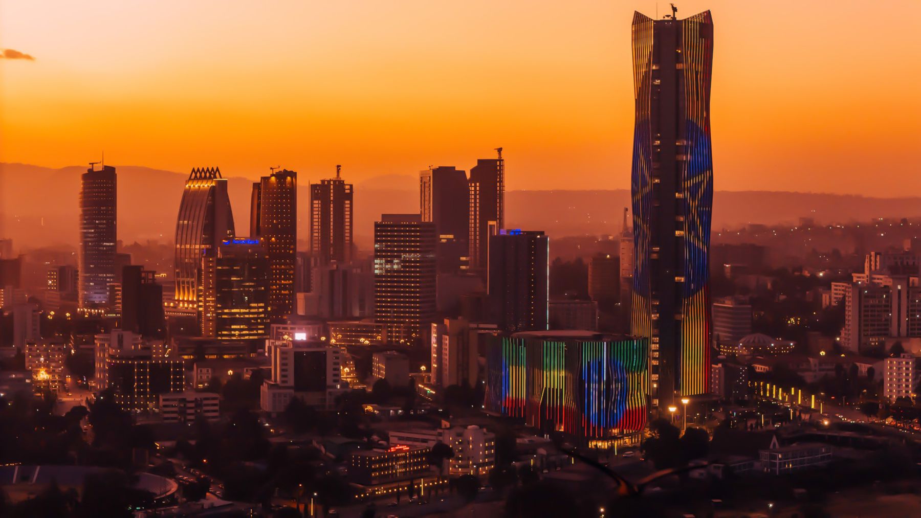 Panorama d’Addis-Abeba au coucher du soleil