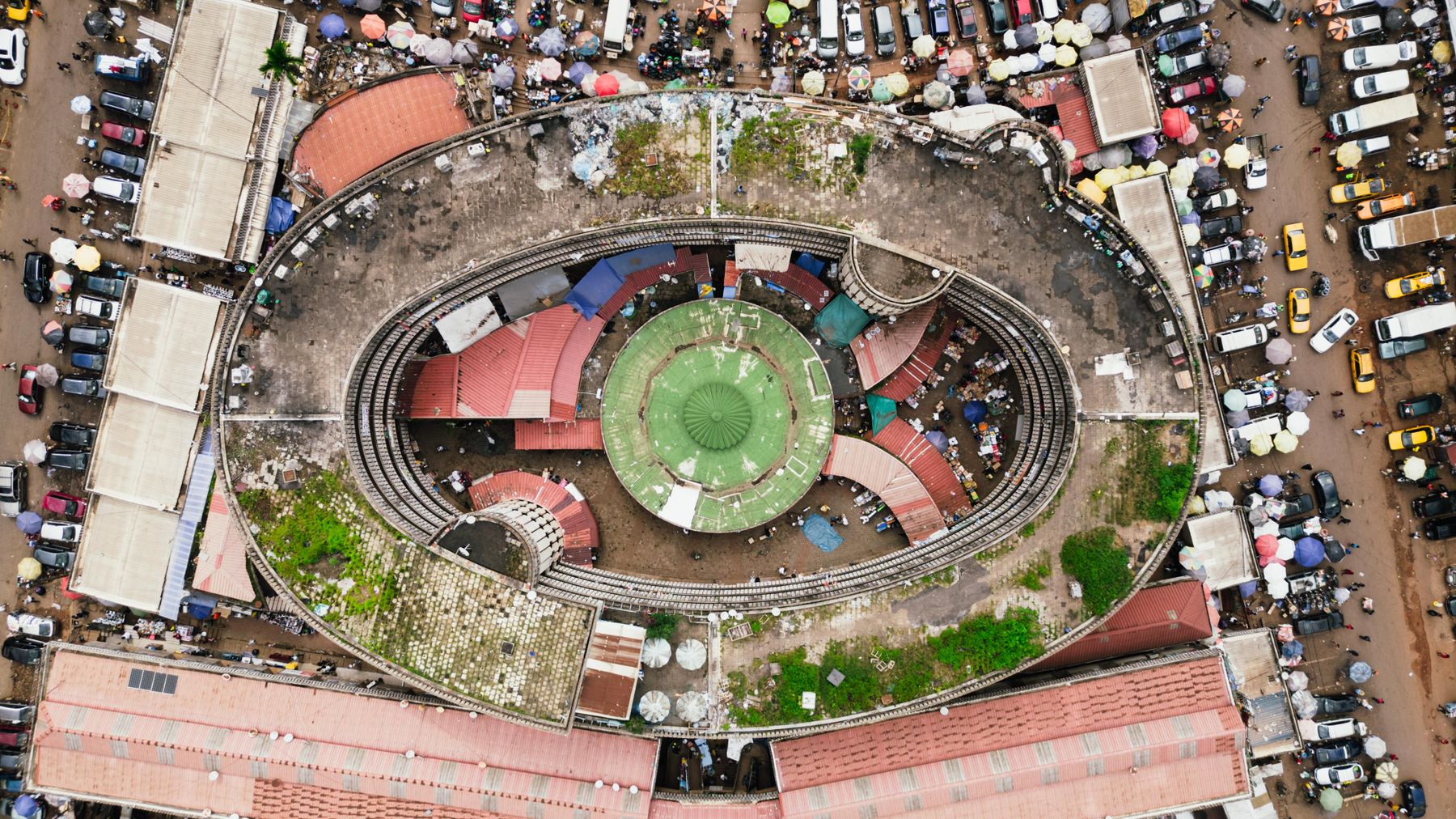 Vue aérienne du marché central de Yaoundé